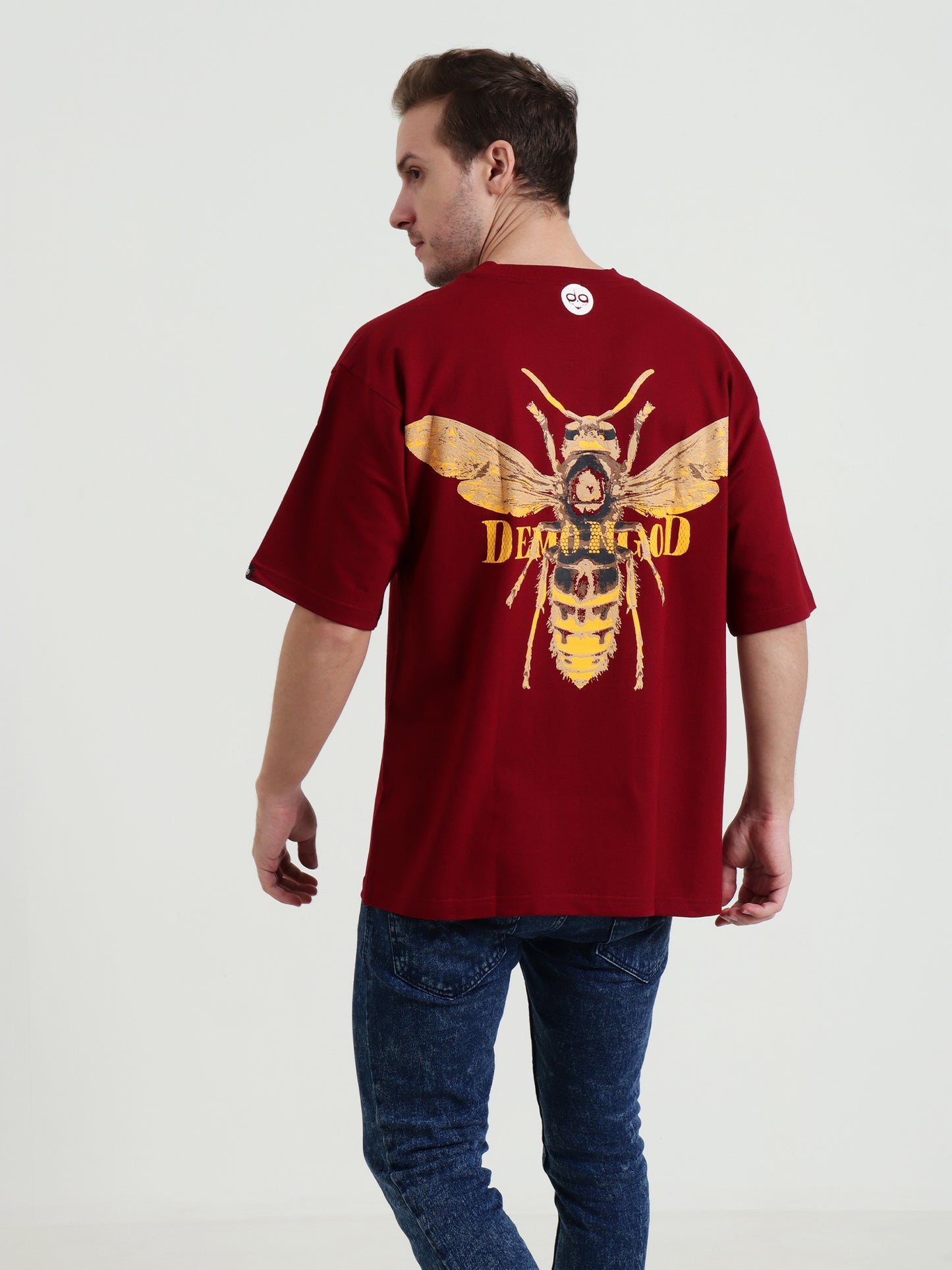 Demongod Oversized Red T-Shirt – Demon Hornet Puff Print