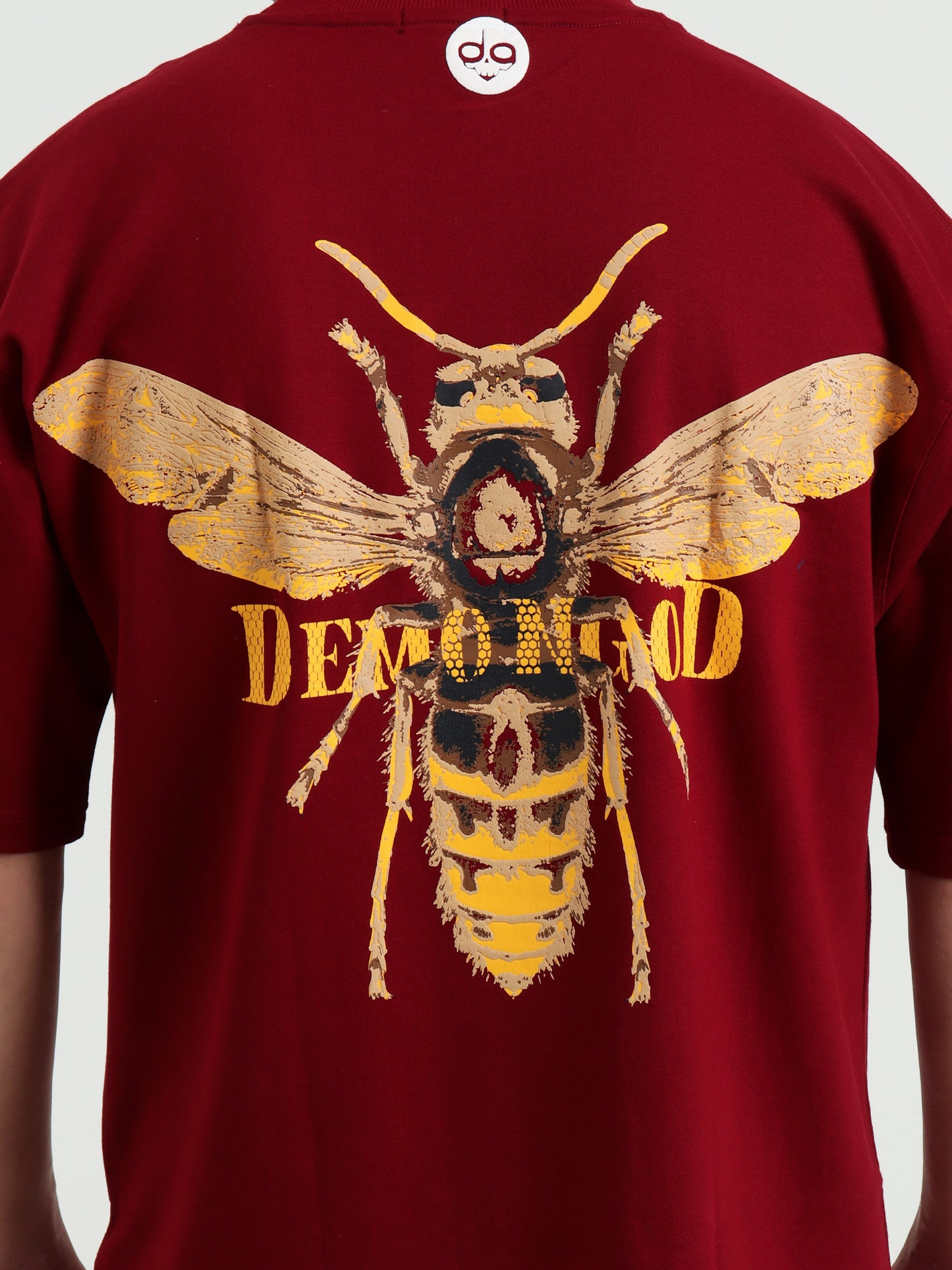 Demongod Oversized Red T-Shirt – Demon Hornet Puff Print