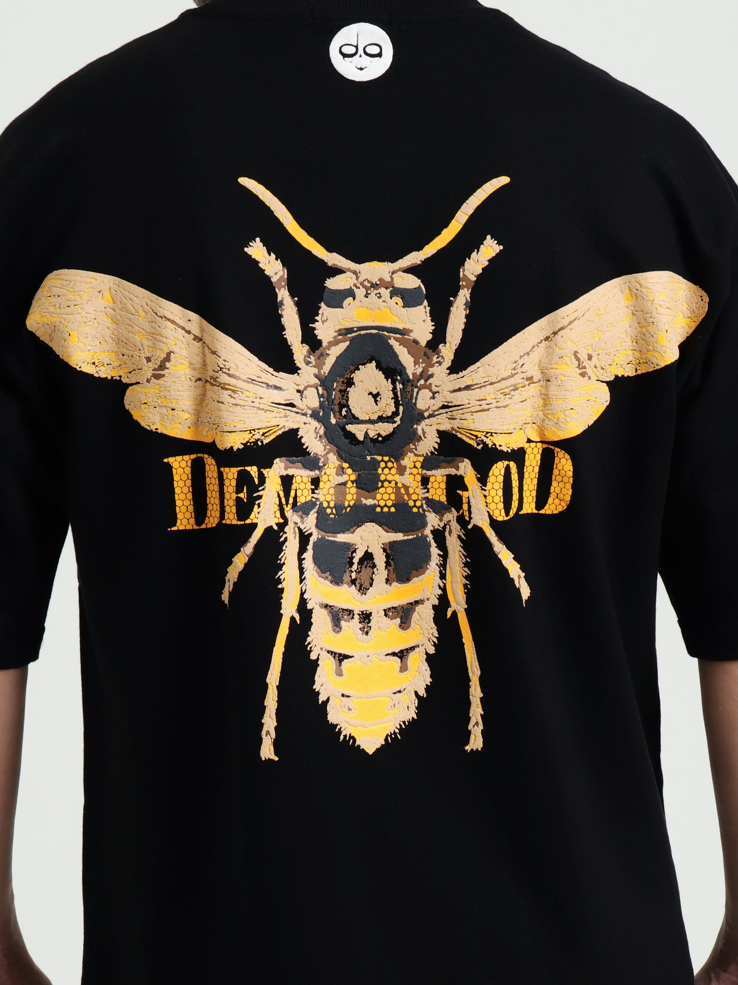 Demongod Oversized Black Unisex T-Shirt – Demon Hornet Puff Print