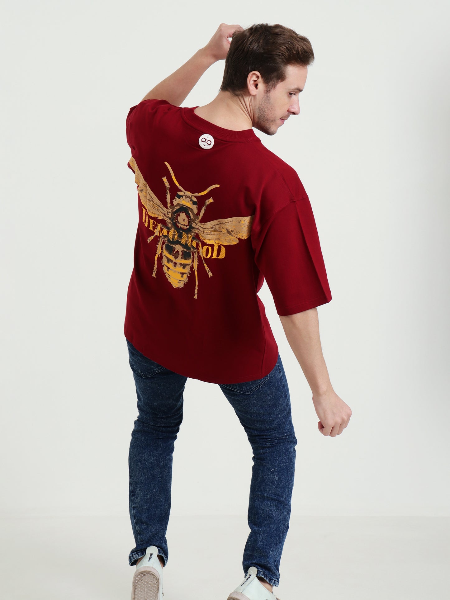 Demongod Oversized Red T-Shirt – Demon Hornet Puff Print