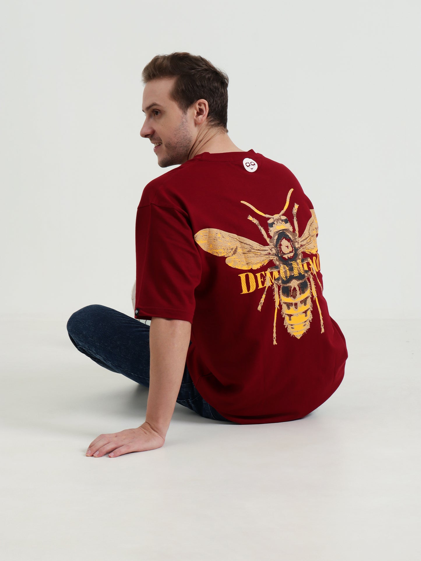 Yellow Death Oversized Red T-Shirt – Puff Print