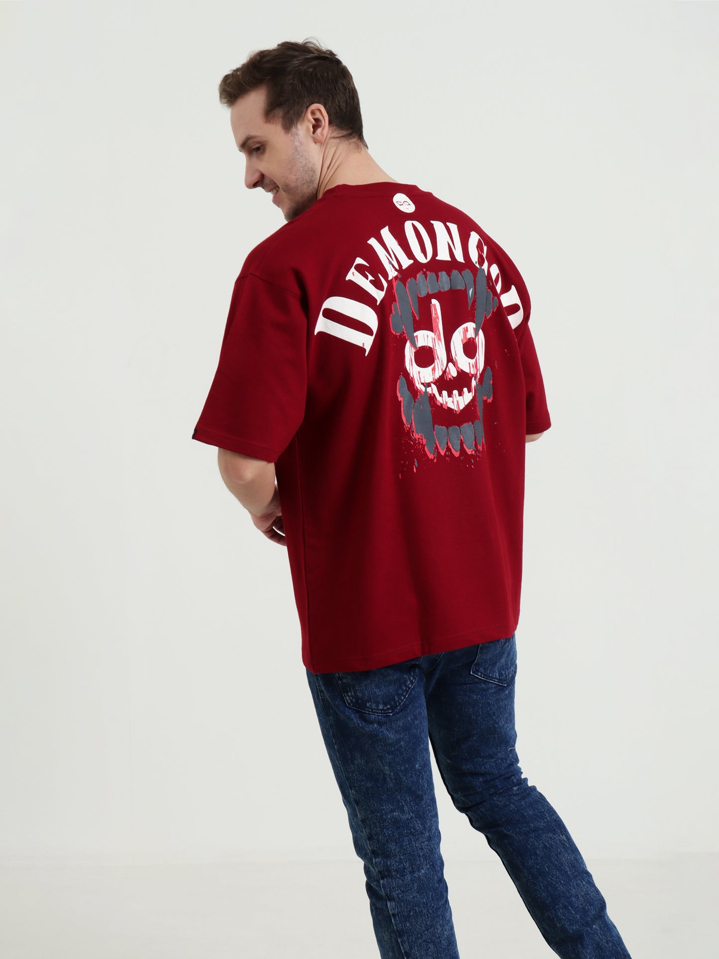Demonbite Tee Oversized Skull Crusher Red Unisex T-Shirt – Puff Print