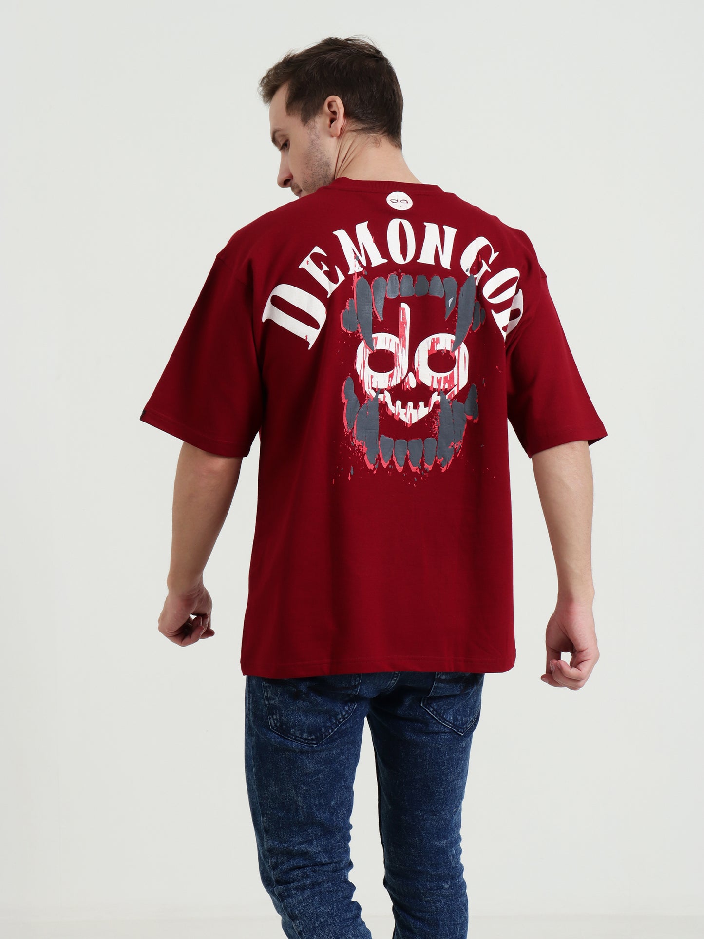 Demonbite Tee Oversized Skull Crusher Red Unisex T-Shirt – Puff Print