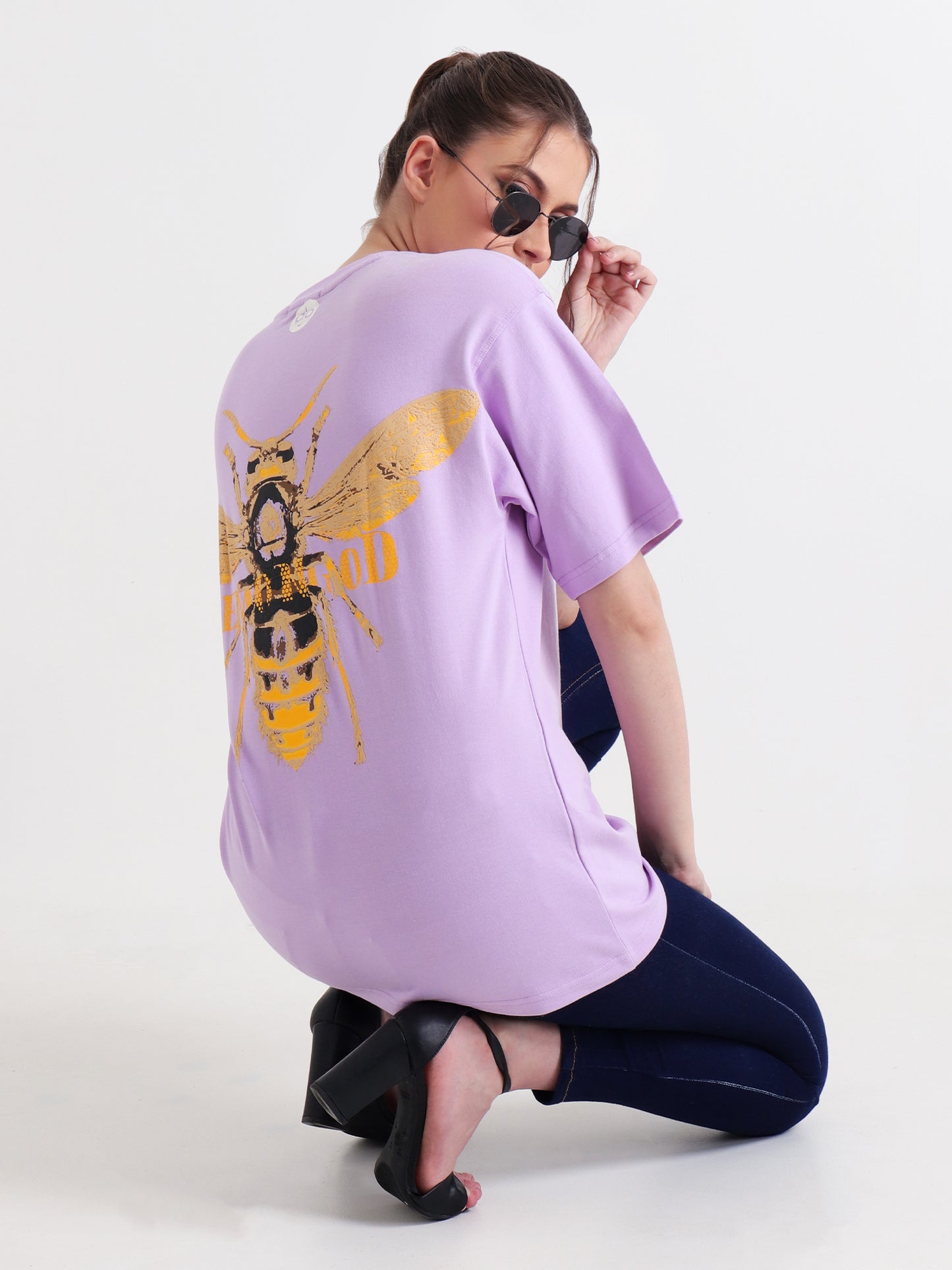 Yellow Death Oversized Lavender Unisex T-Shirt – Puff Print