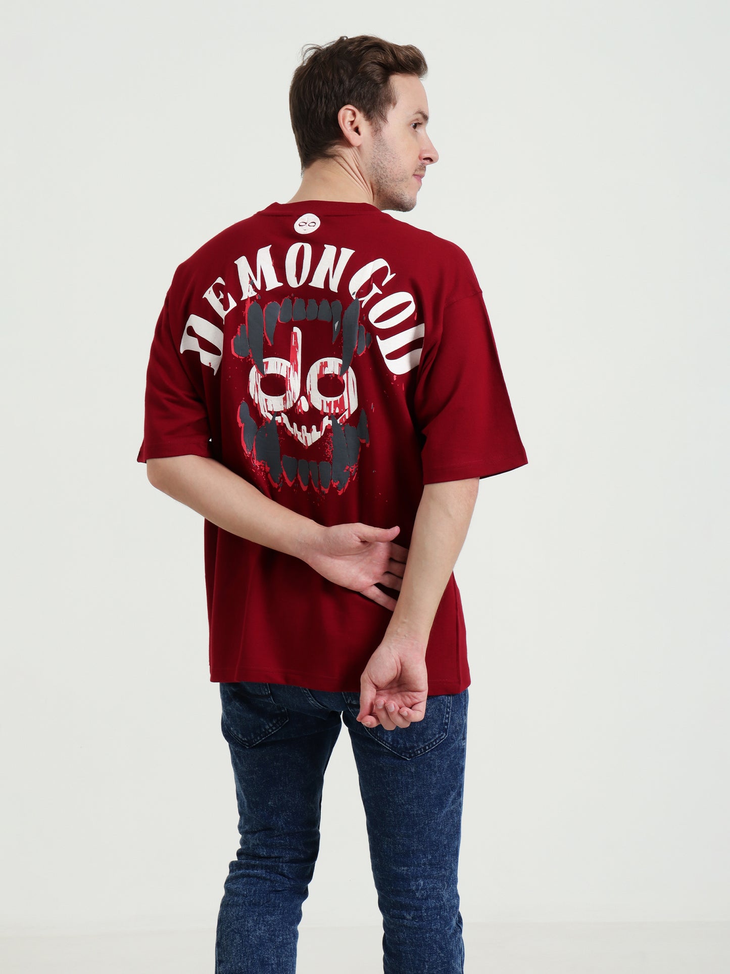 Demonbite Tee Oversized Skull Crusher Red Unisex T-Shirt – Puff Print