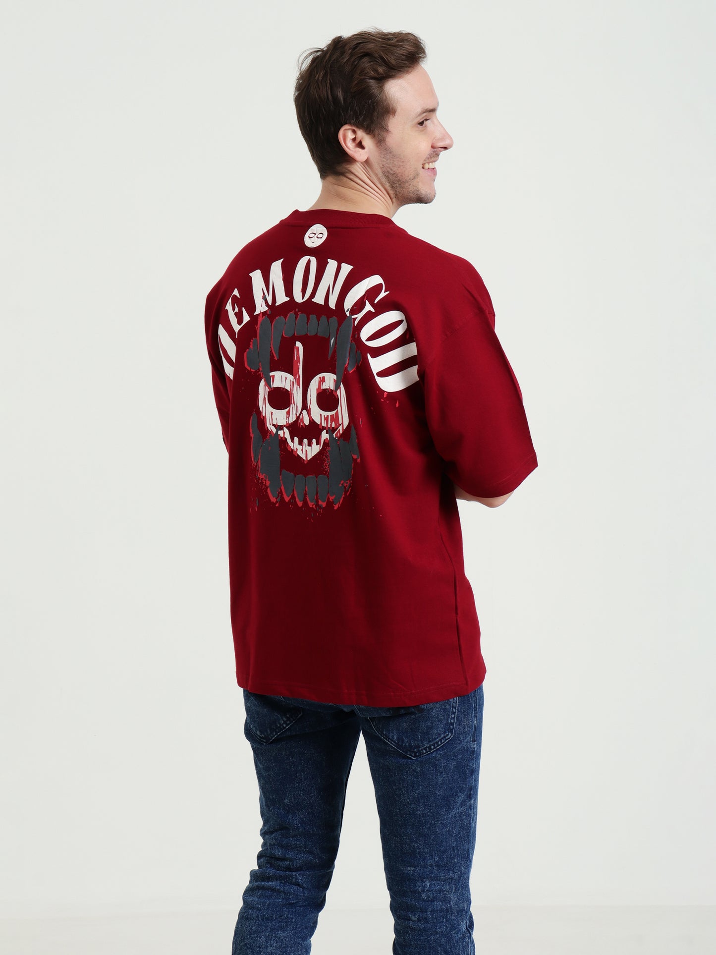 Demonbite Tee Oversized Skull Crusher Red Unisex T-Shirt – Puff Print