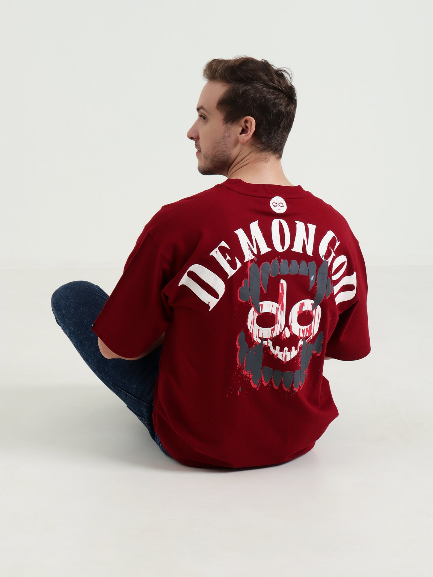 Demonbite Tee Oversized Skull Crusher Red Unisex T-Shirt – Puff Print