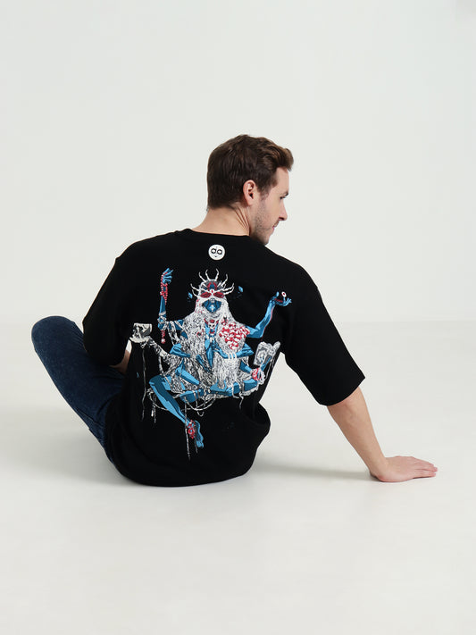 Demongod Oversized Black Unisex T-Shirt – Demon Goddess Puff Print